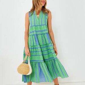 NWT Devotion Twins Green and Blue Tanzanitis Midi Dress Size S